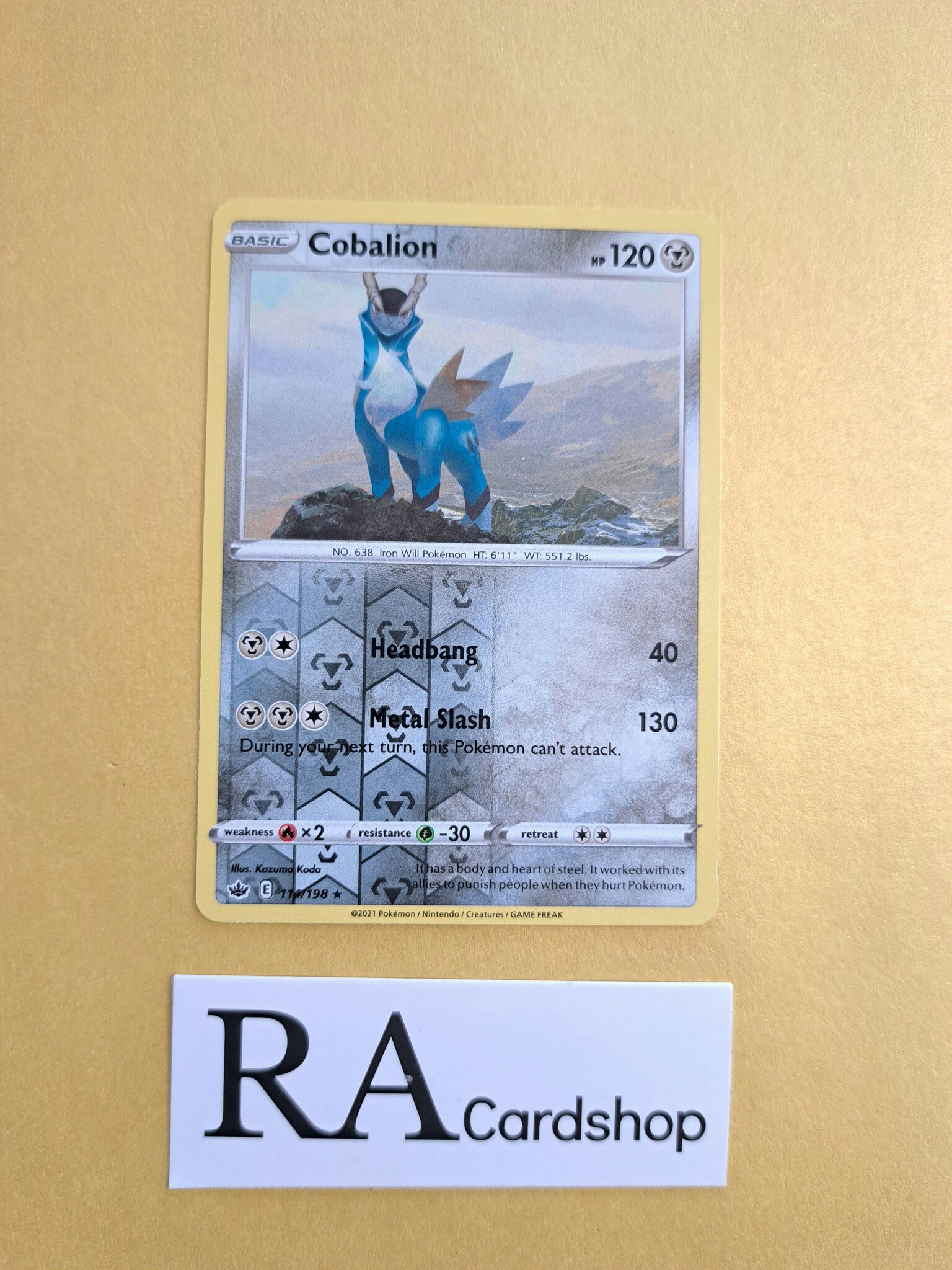 Cobalion Reverse Holo Rare 114/198 Chilling Reign Pokemon