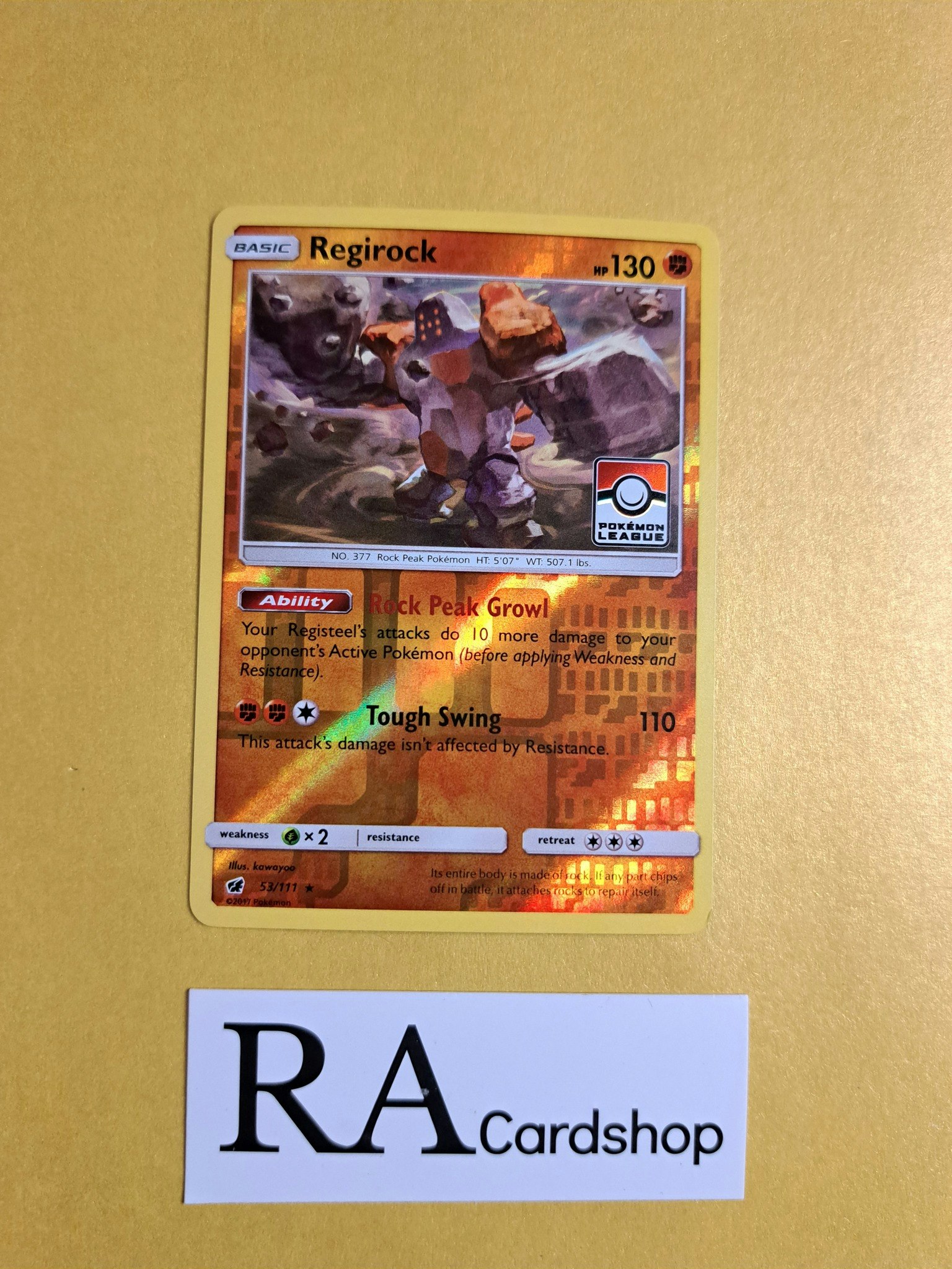 Regirock Reverse Holo (2)  Rare Pokemon Leauge Stamp 53/111 Crimson Invasion Pokemon