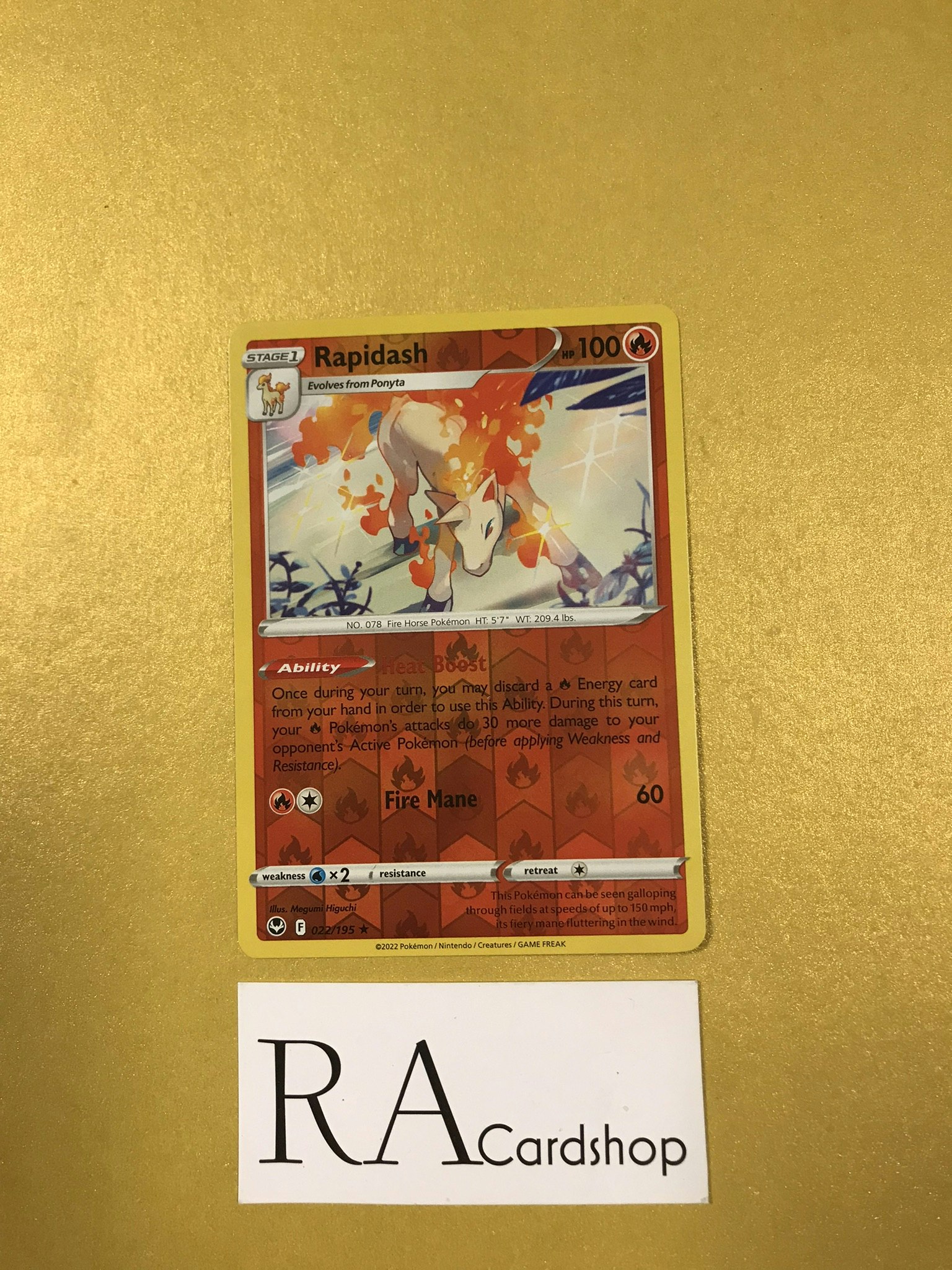 Rapidash Reverse Holo Rare 022/195 Silver Tempest Pokemon