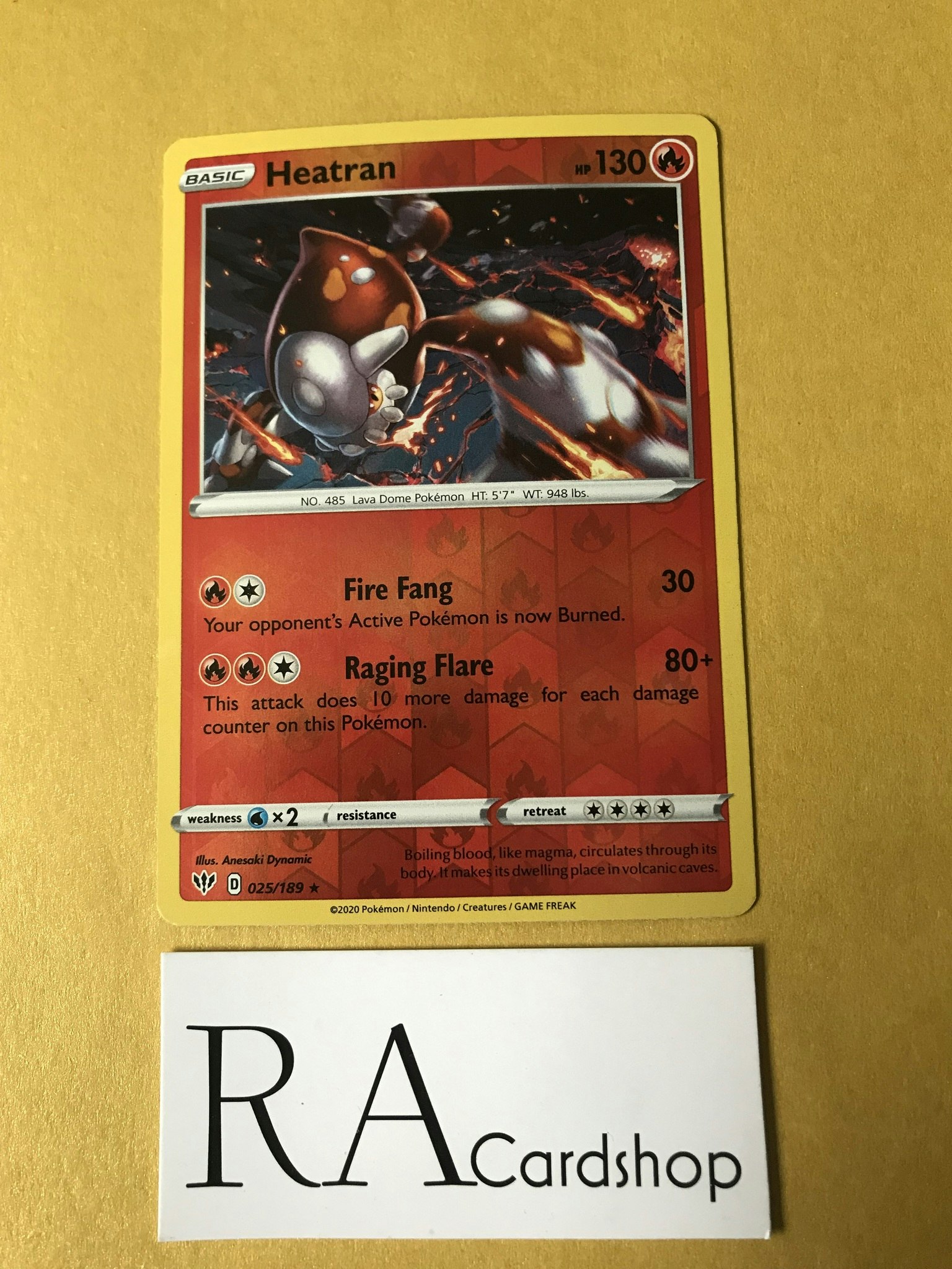 Heatran Reverse Holo Rare 025/189 Darkness Ablaze Pokemon