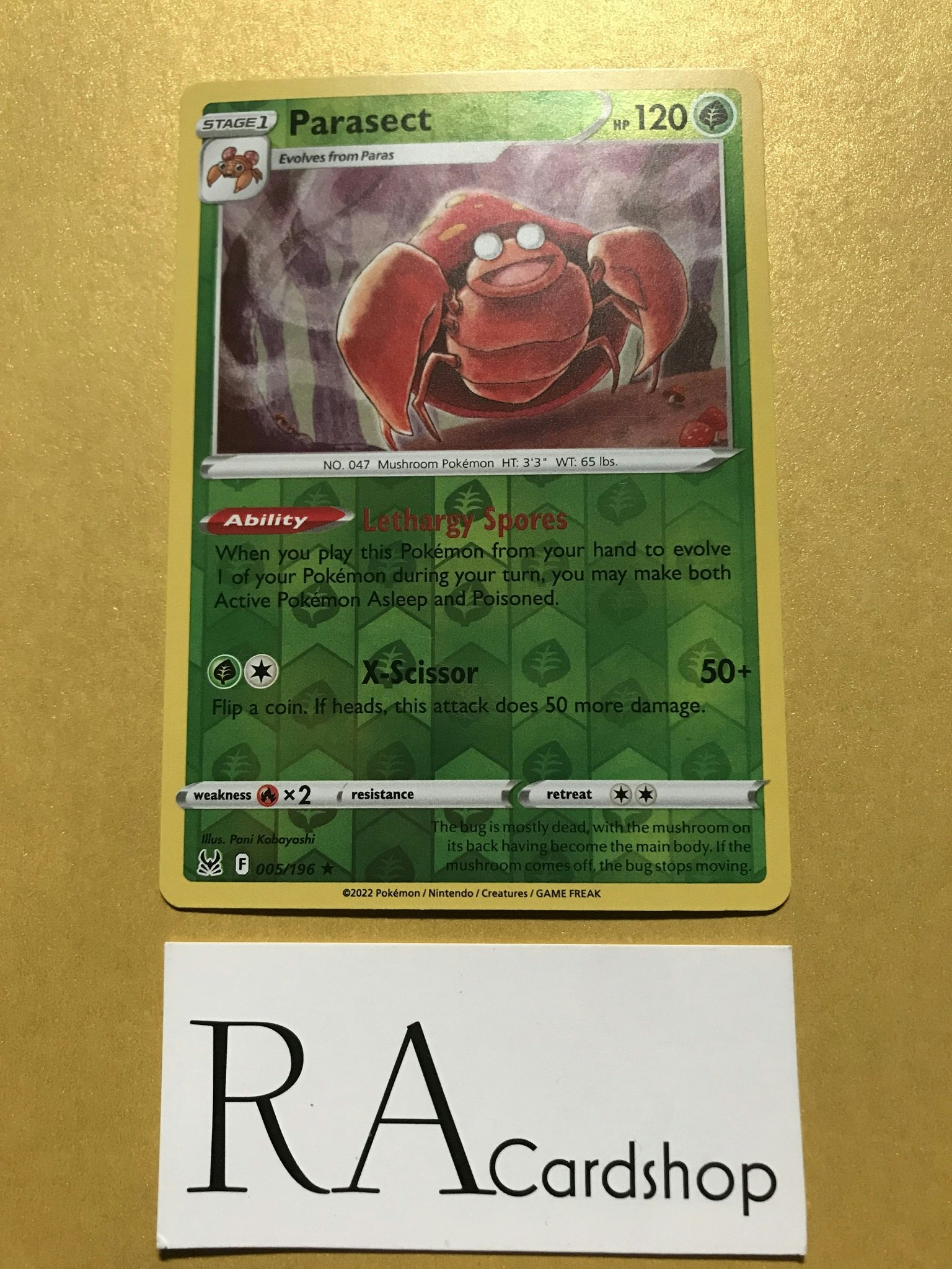 Parasect Reverse Holo Rare 005/196 Lost Origin Pokémon