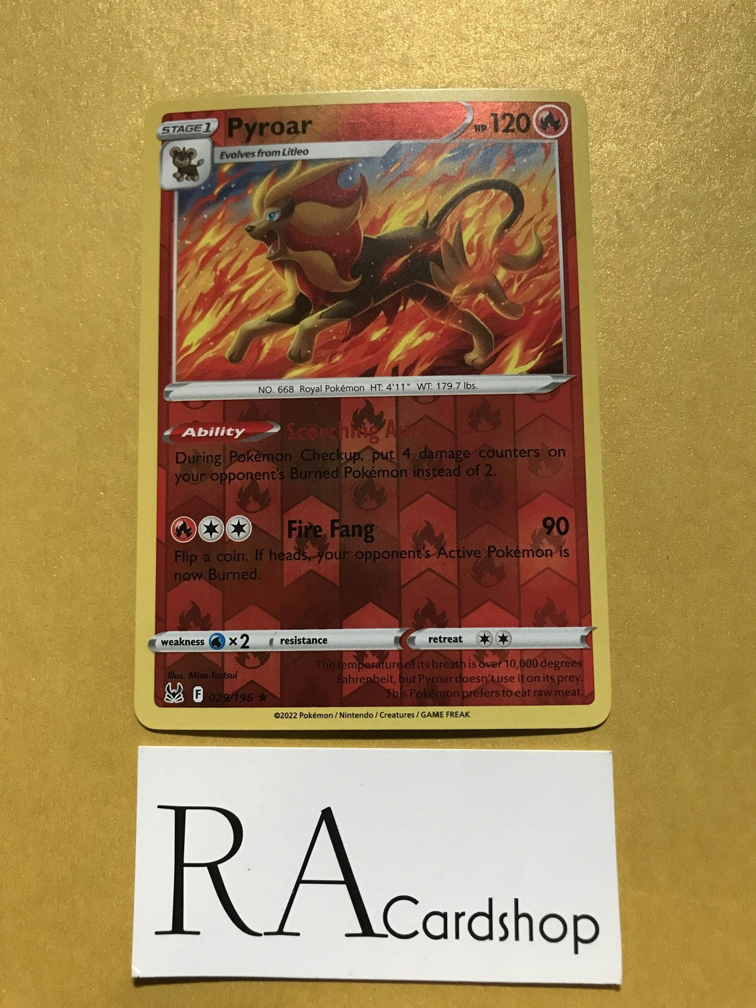 Pyroar Reverse Holo Rare 029/196 Lost Origin Pokémon
