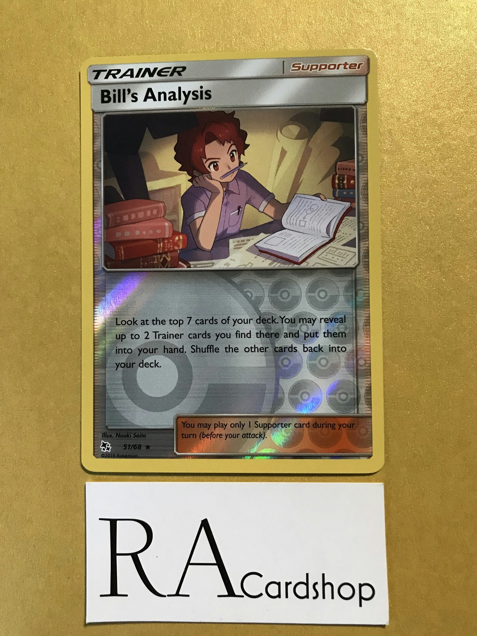 Bills Analysis Reverse Holo Rare 51/68 Hidden Fates Pokemon