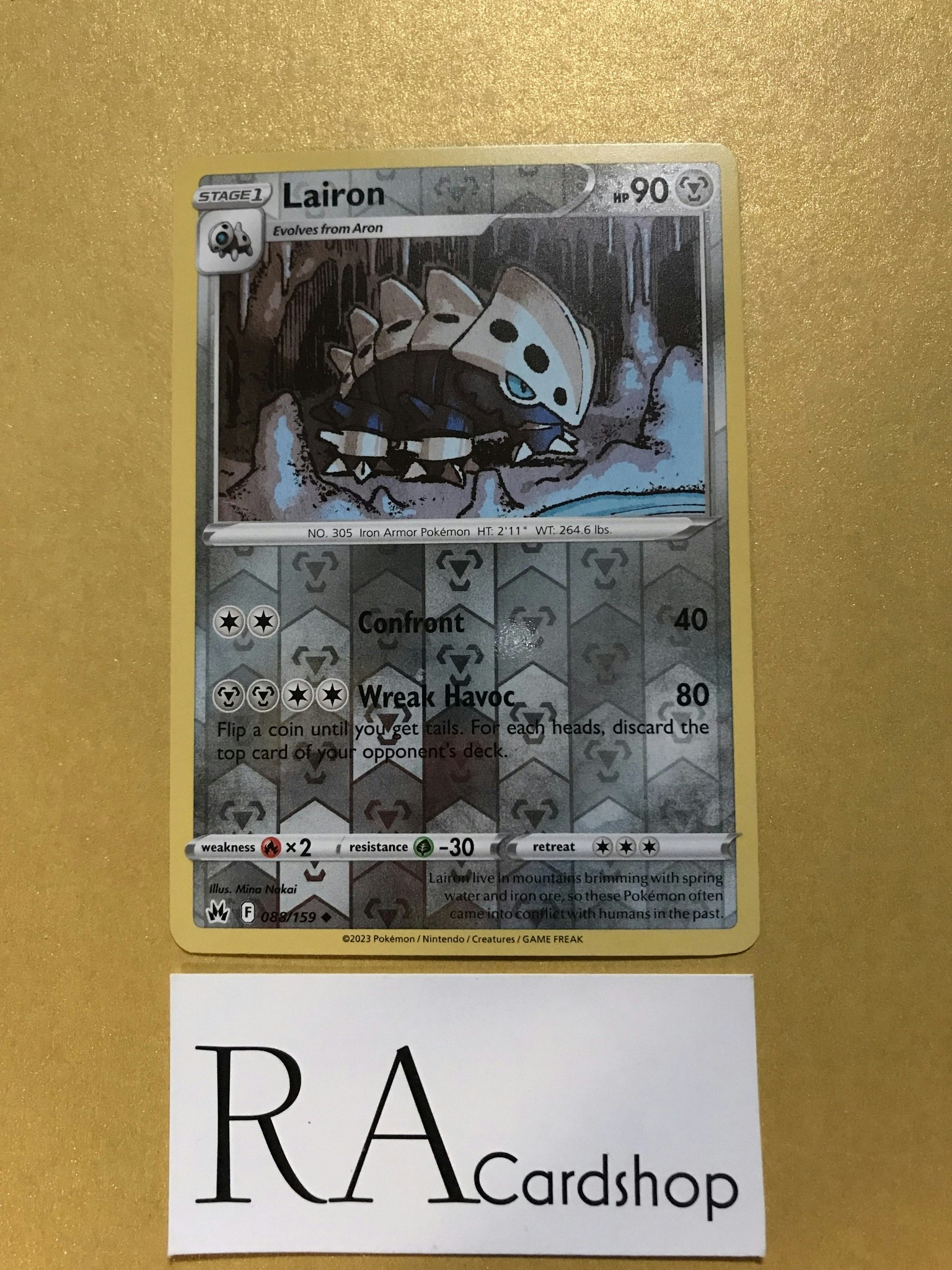 Lairon Reverse Holo Uncommon 088/159 Crown Zenith Pokemon