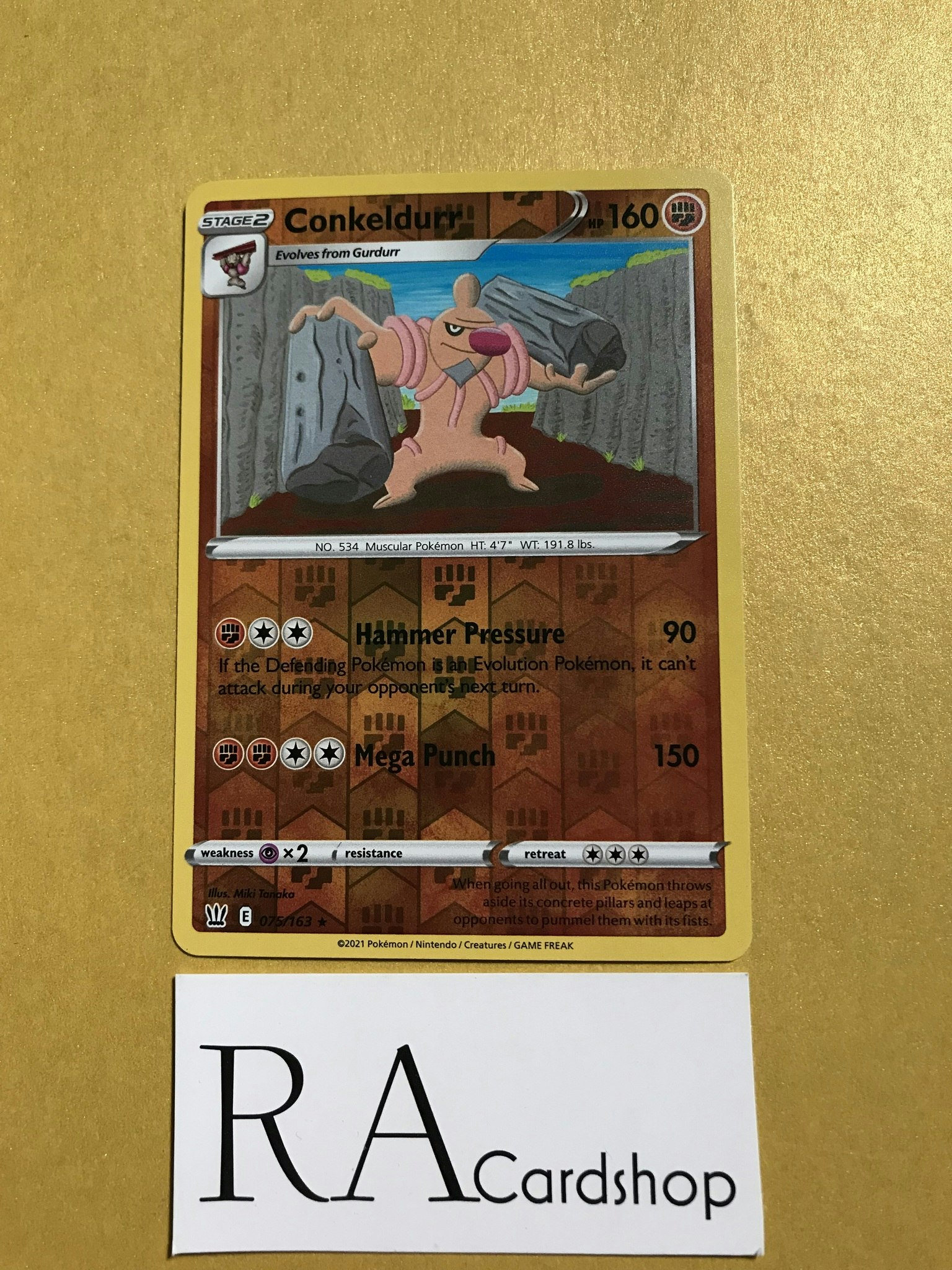 Conkeldurr Reverse Holo Rare 075/163 Battle Styles Pokemon