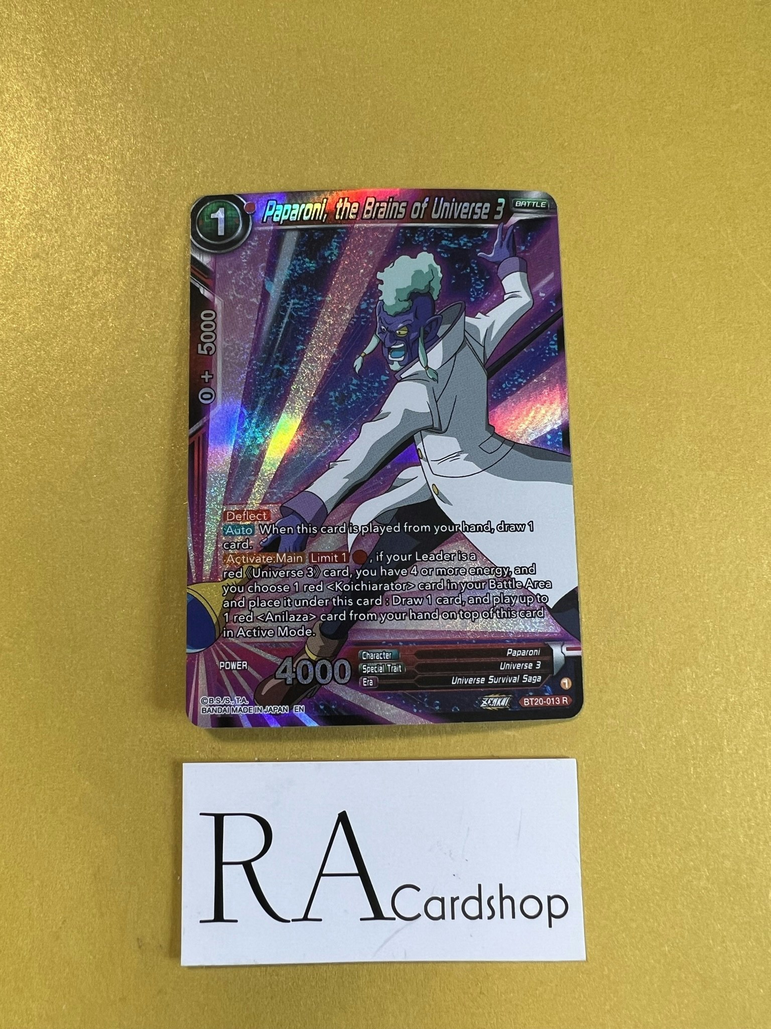 Paparoni The Brains Of Universe 3 Reverse Holo Rare BT20-013 Power Absorbed