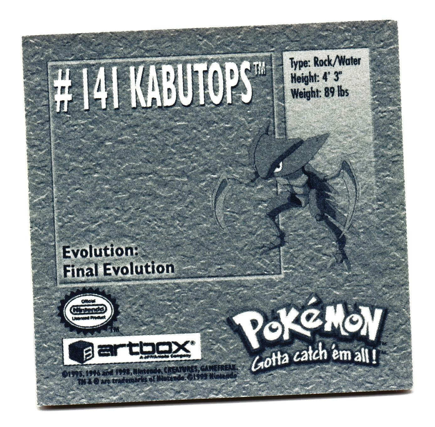 Kabutops #141 Stickers 1999 Series 1 Pokemon