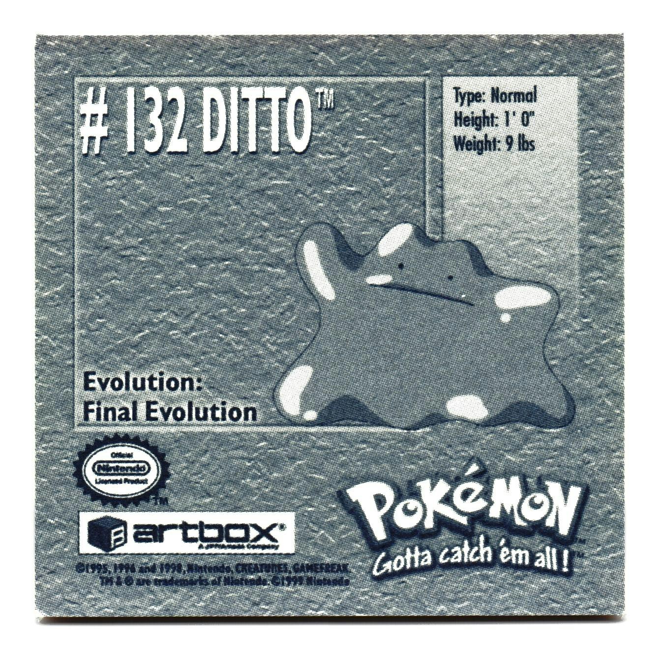 Ditto #132 Stickers 1999 Series 1 Pokemon