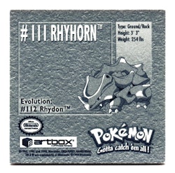 Rhyhorn #111 Stickers 1999 Series 1 Pokemon