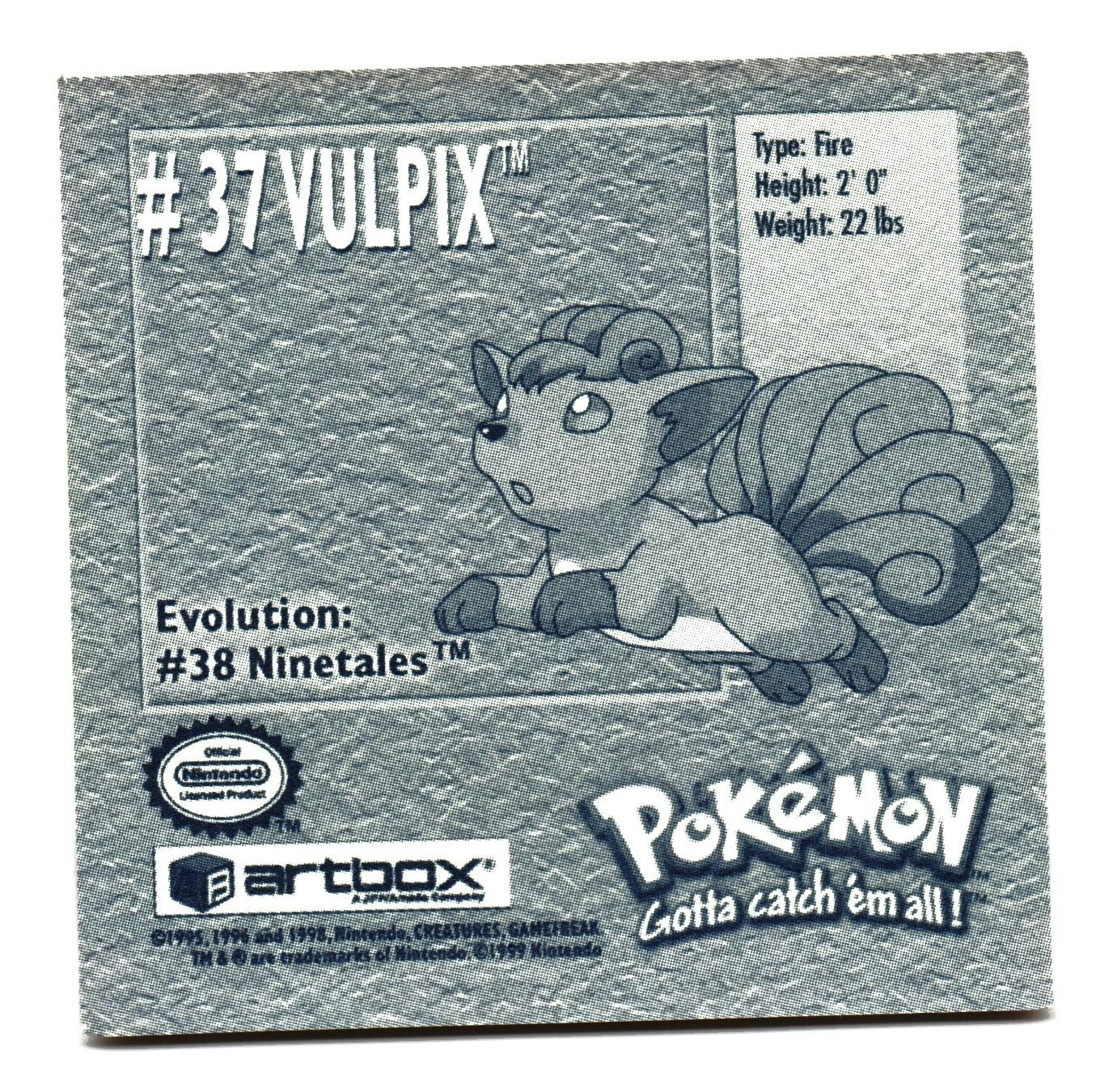 Vulpix #37 Stickers 1999 Series 1 Pokemon