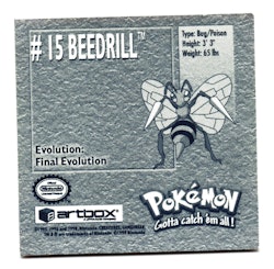 Beedrill #15 Stickers 1999 Series 1 Pokemon