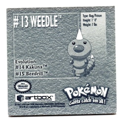 Weedle #13 Stickers 1999 Series 1 Pokemon