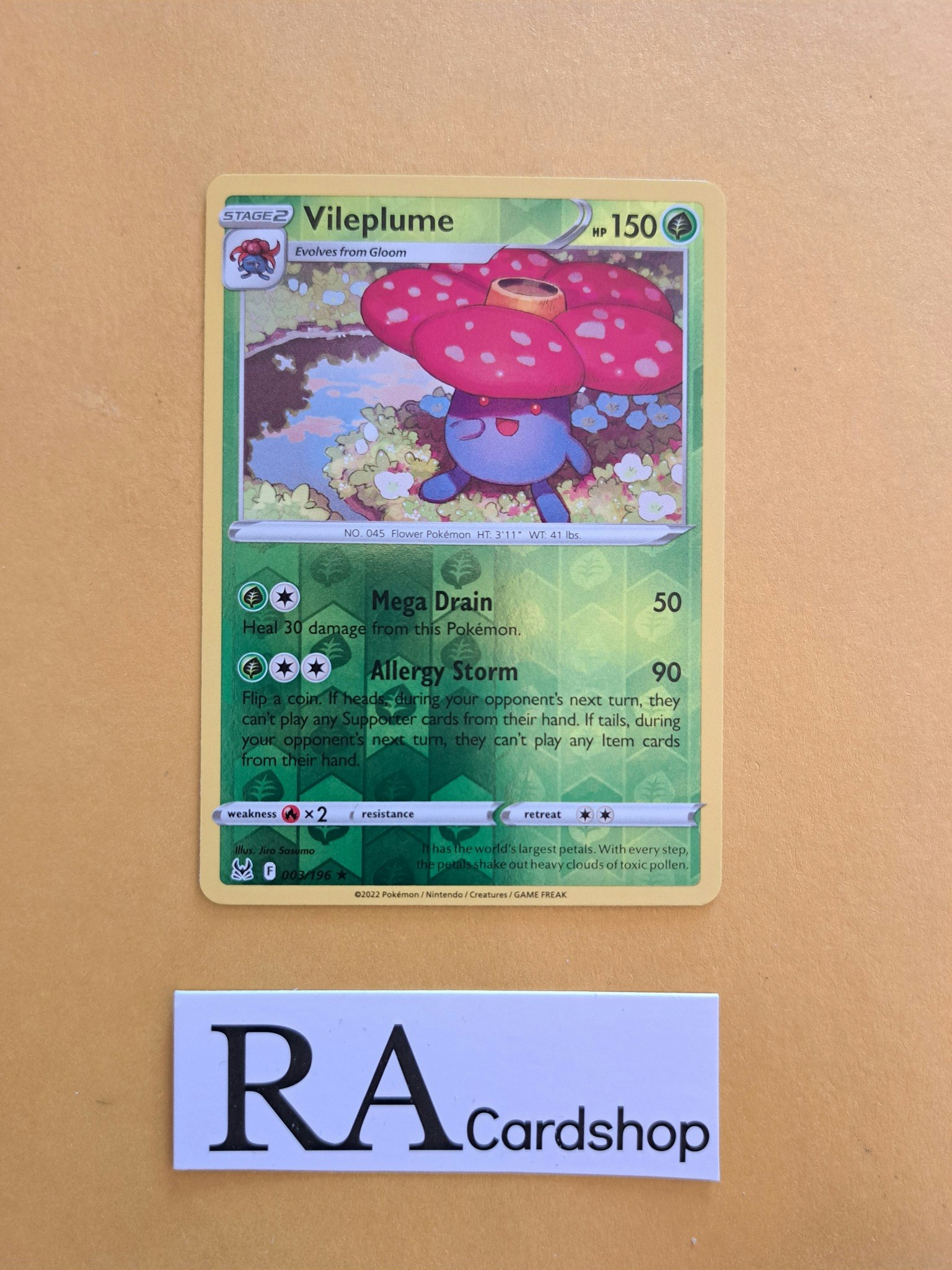 Vileplume Reverse Holo Rare 003/196 Lost Origin Pokemon