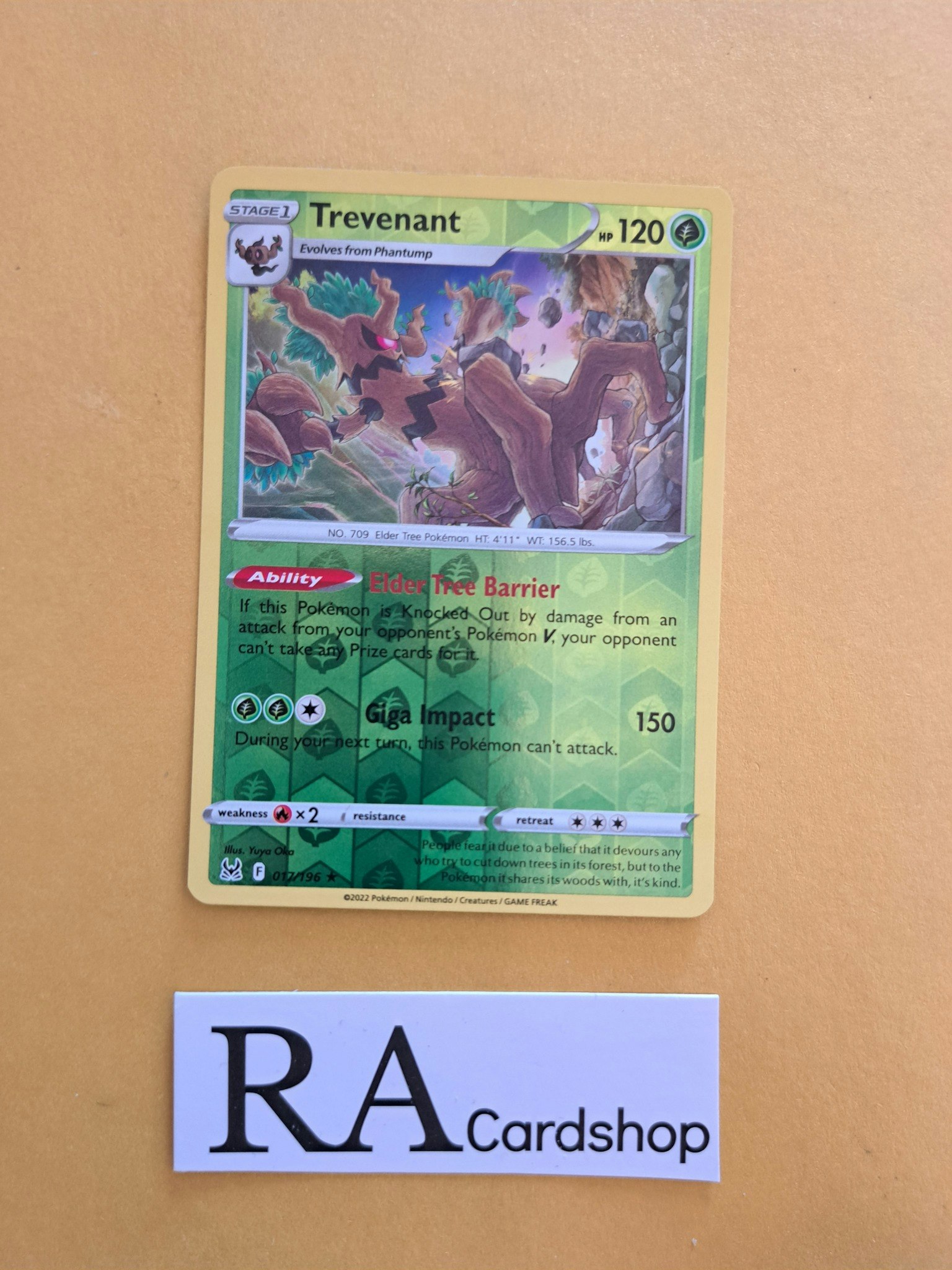Trevenant Reverse Holo Rare 017/196 Lost Origin Pokemon