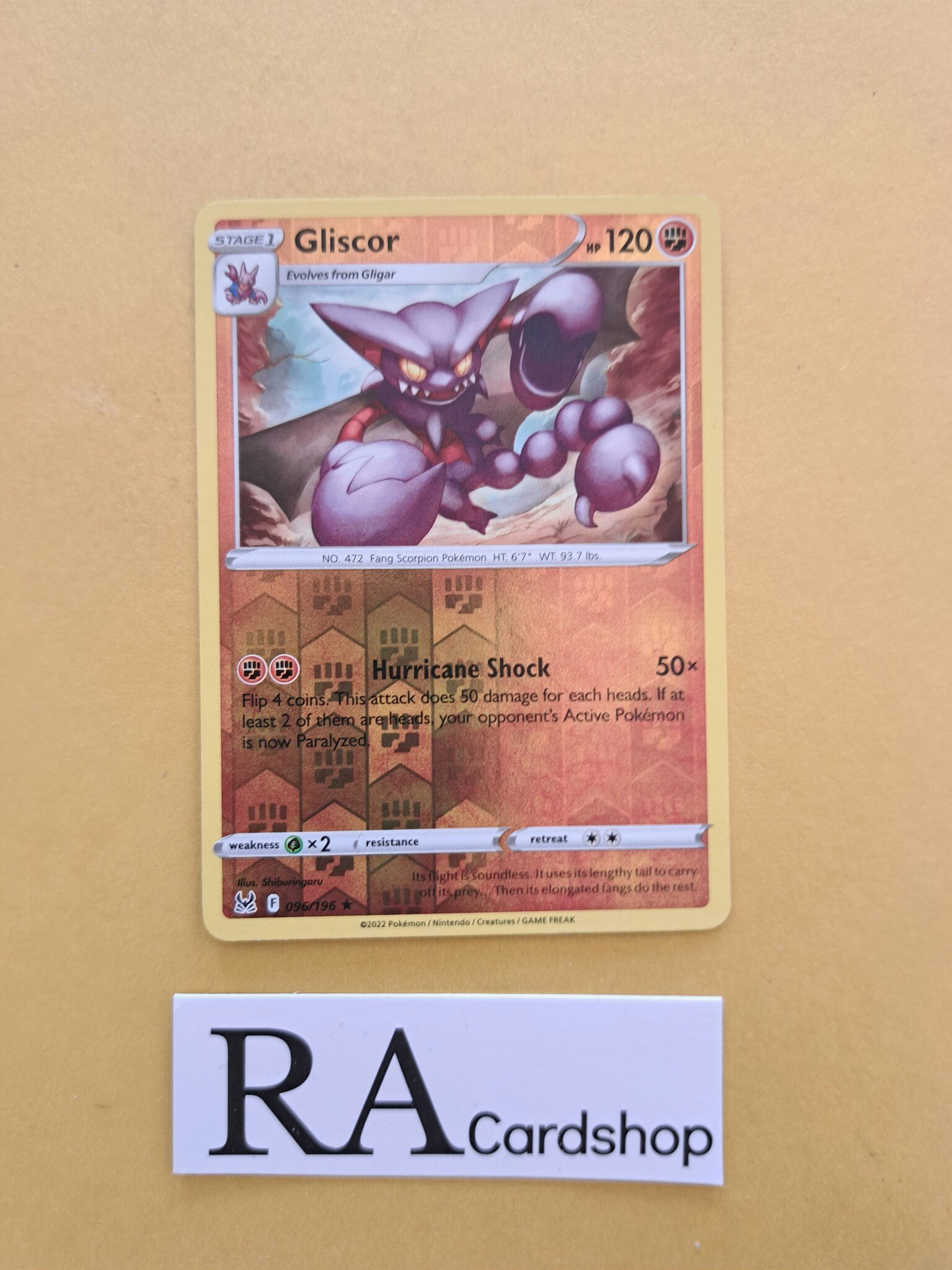 Gliscor Reverse Holo Rare 096/196 Lost Origin Pokemon