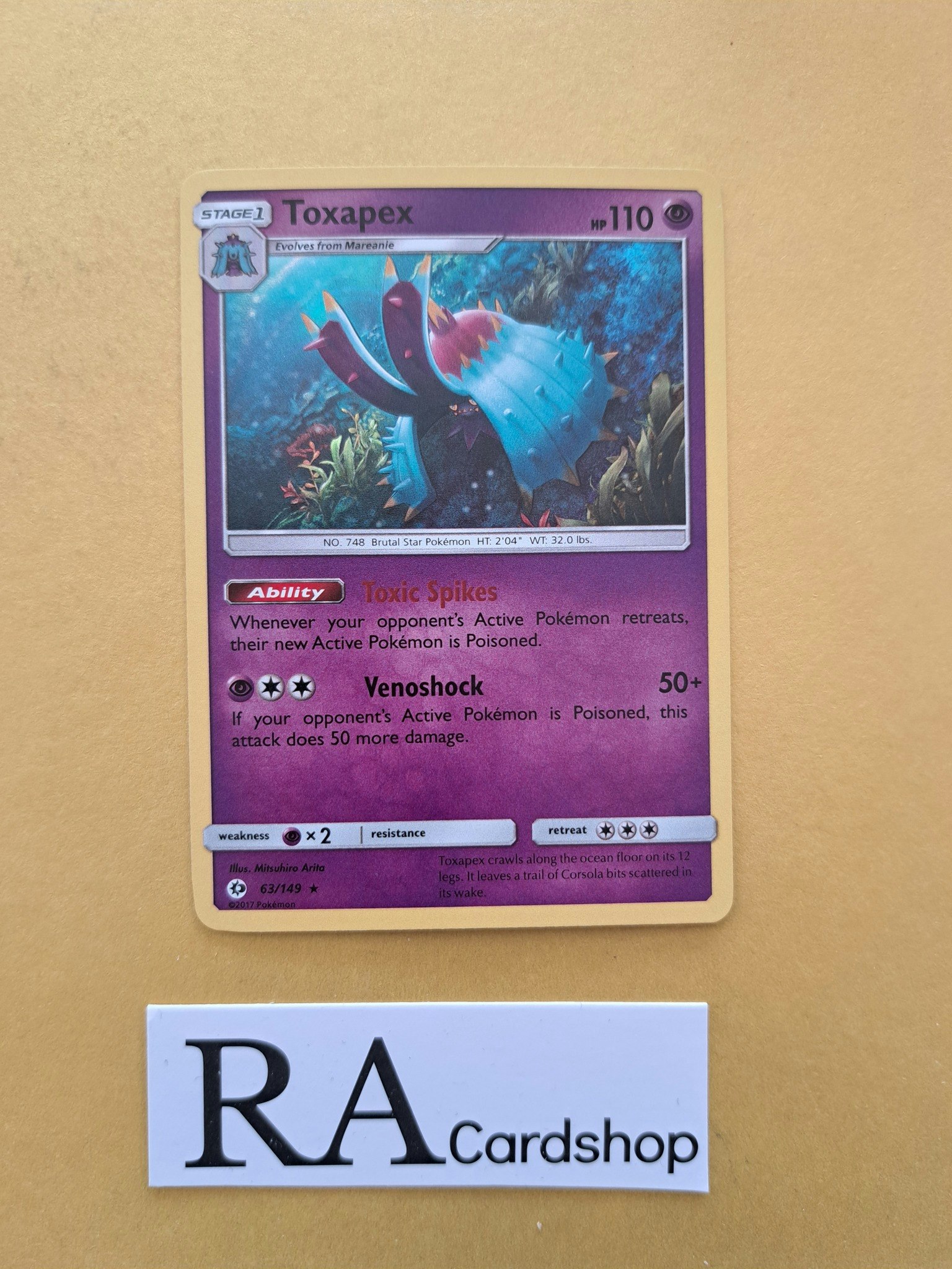 Toxapex Holo Rare 63/149 Sun & Moon Pokemon