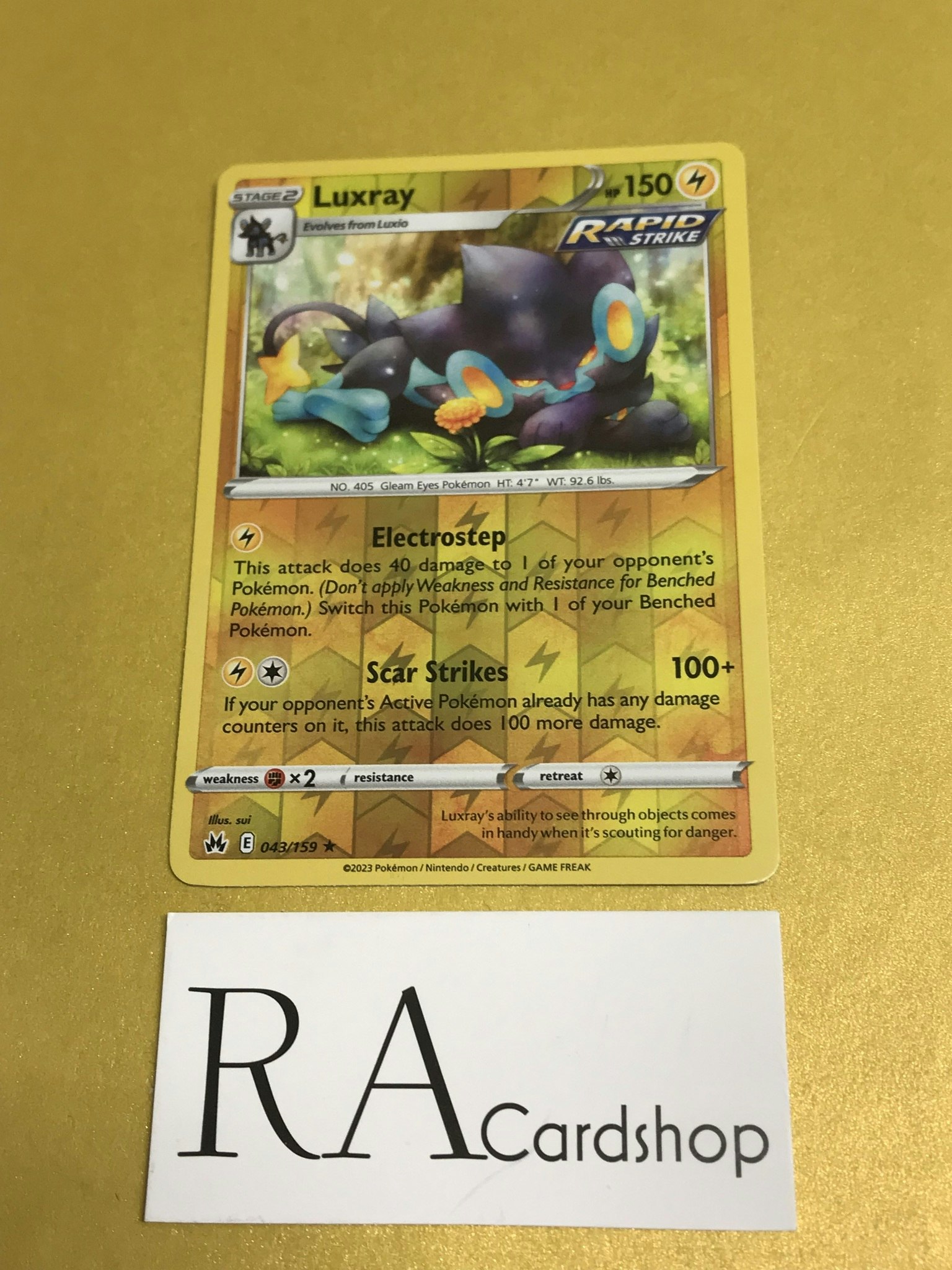 Luxray Reverse Holo Rare 043/159 Crown Zenith Pokemon