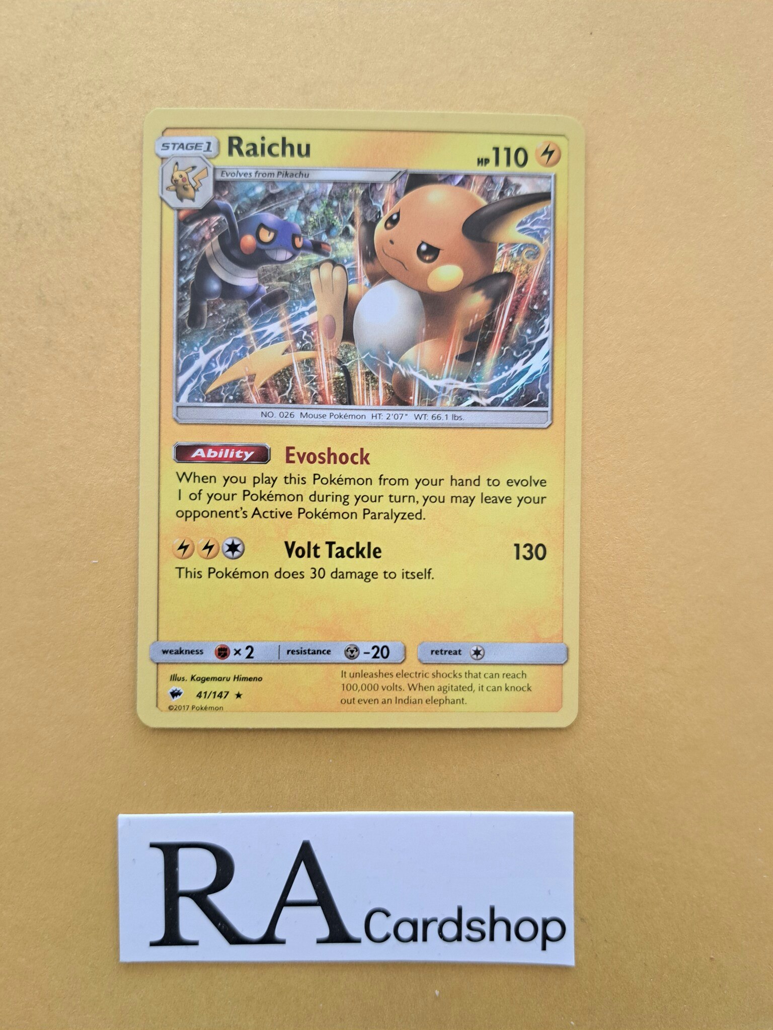 Raichu Holo Rare 41/147 Burning Shadows Pokemon