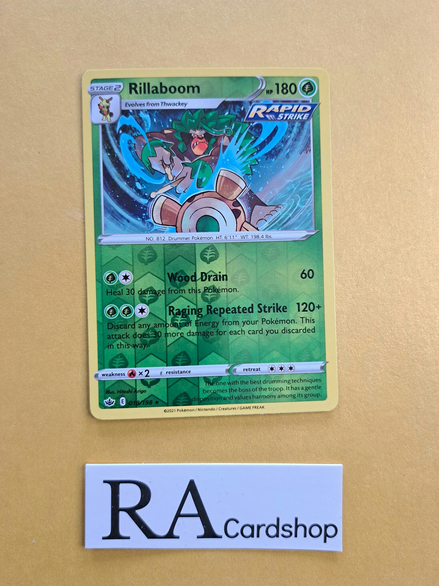 Rillaboom Reverse Holo Rare 018/198 Chilling Reign Pokemon