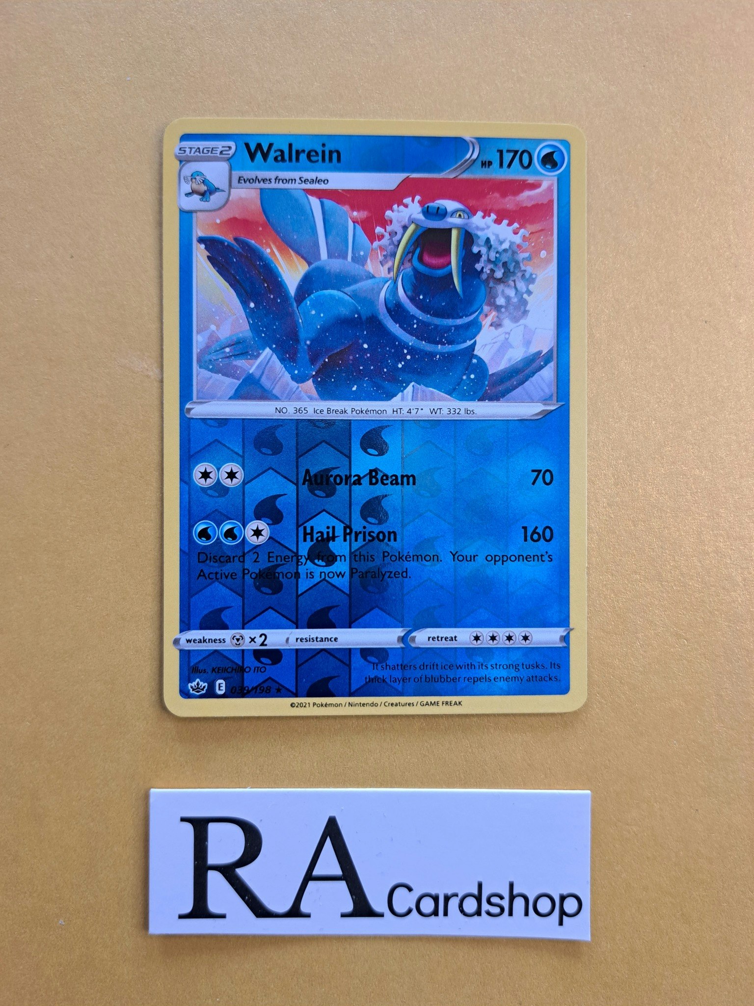 Walrein Reverse Holo Rare 039/198 Chilling Reign Pokemon