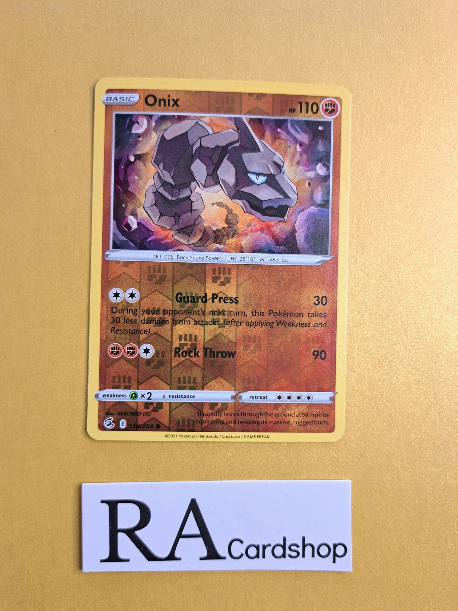Onix Reverse Holo Common 138/264 Fusion Strike Pokemon