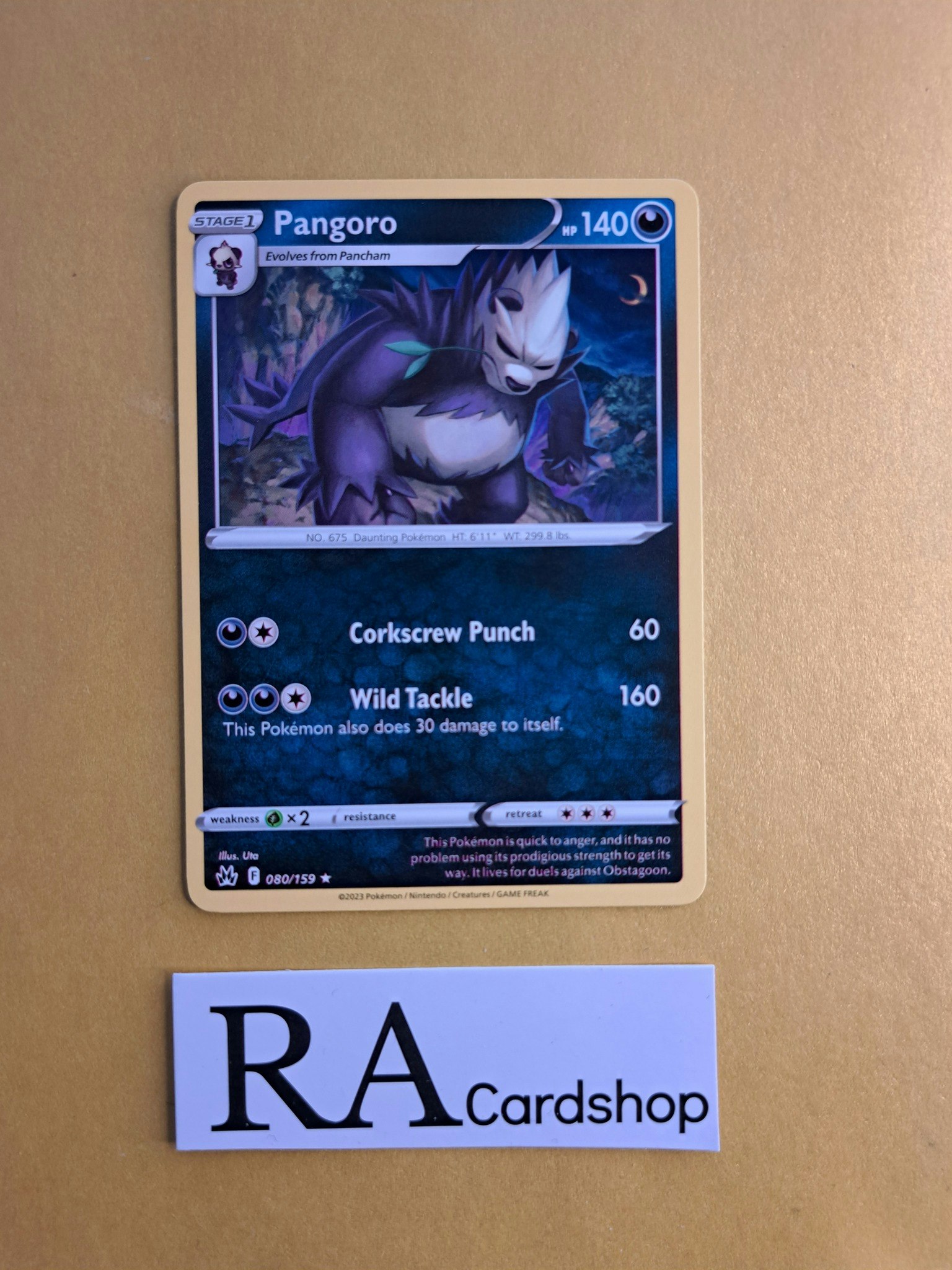 Pangoro Rare 080/159 Crown Zenith Pokemon