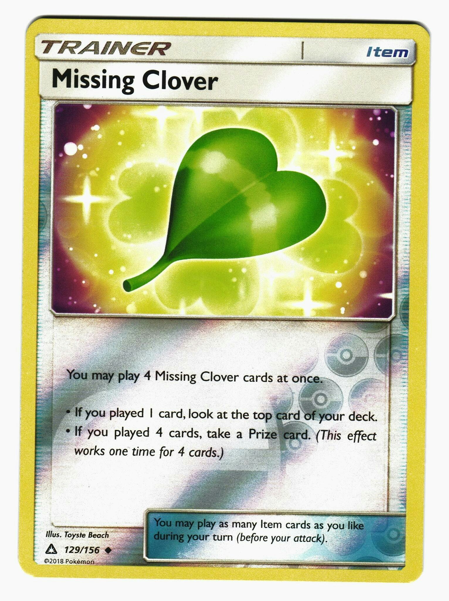 Missing Clover Uncommon Reverse Holo 129/156 Ultra Prism Pokemon