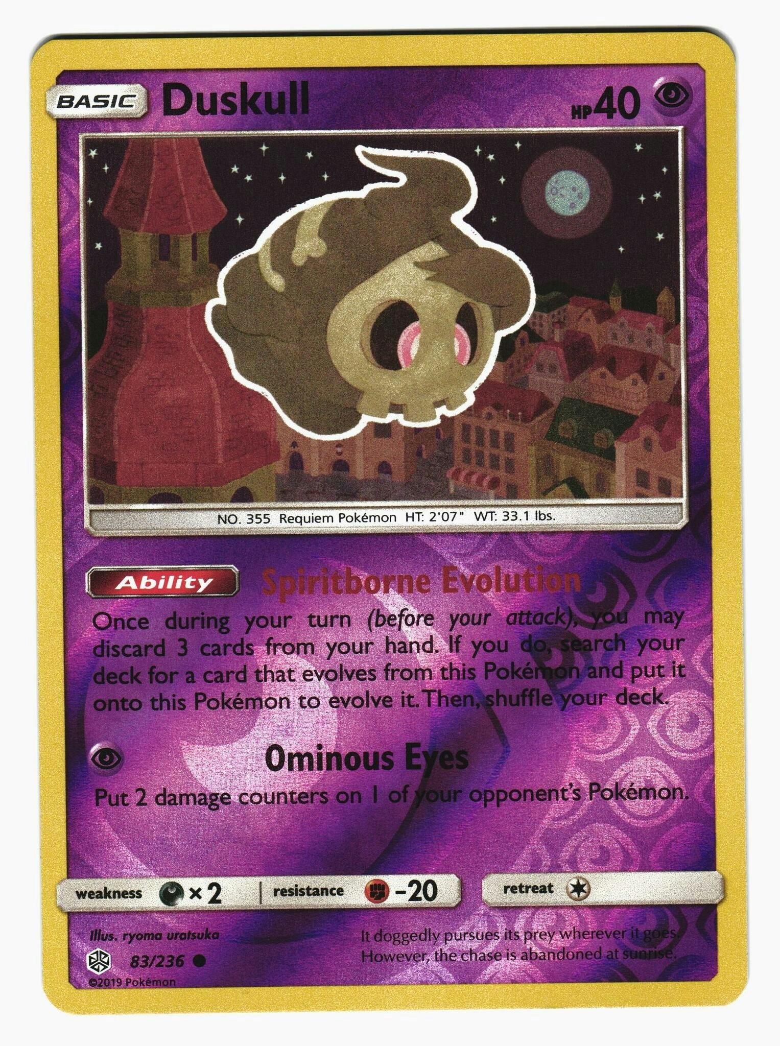 Duskull Reverse Holo Common 83/236 Cosmic Eclipse Pokemon