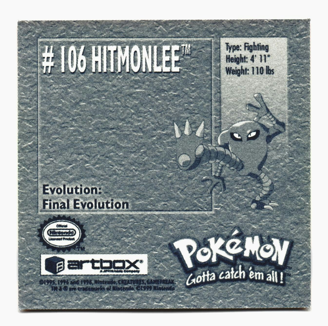 Hitmonlee #106 Stickers 1999 Series 1 Pokemon