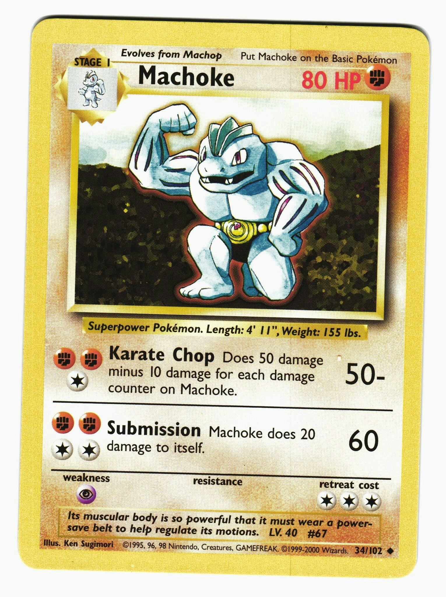 Machoke Uncommon 34/102 Base Set Pokemon