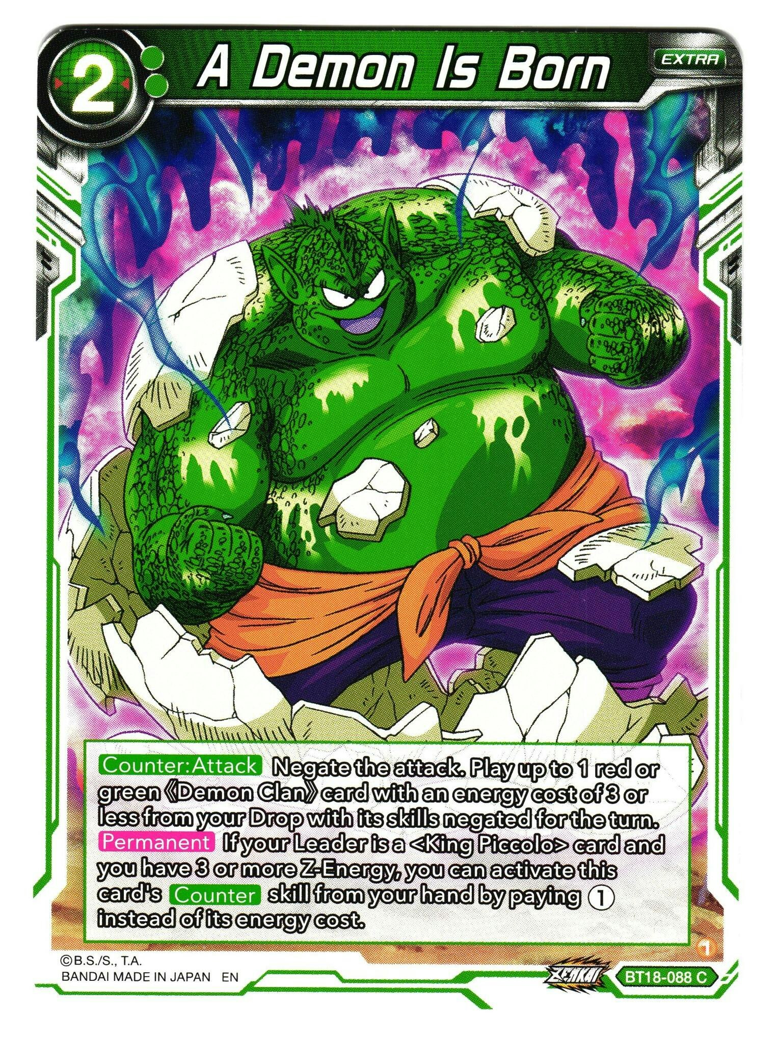 A Demon Is Born Bt18-88 Common Dawn Of The Z-Legends Dragon Ball
