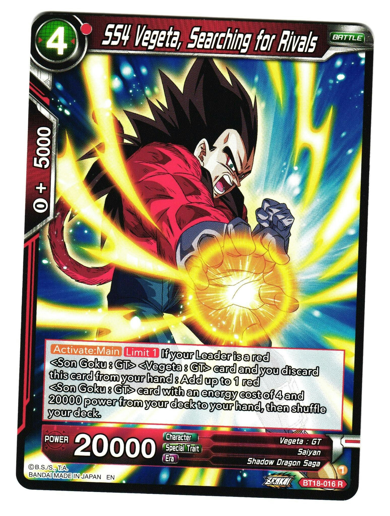 SS4 Vegeta Searching for Rivals Bt18-16 Rare Dawn Of The Z-Legends Dragon Ball