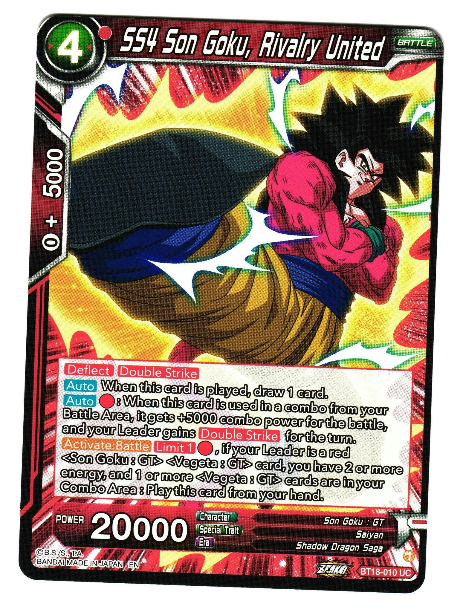 SS4 Son Goku Rivalry United Bt18-10 Uncommon Dawn Of The Z-Legends Dragon Ball