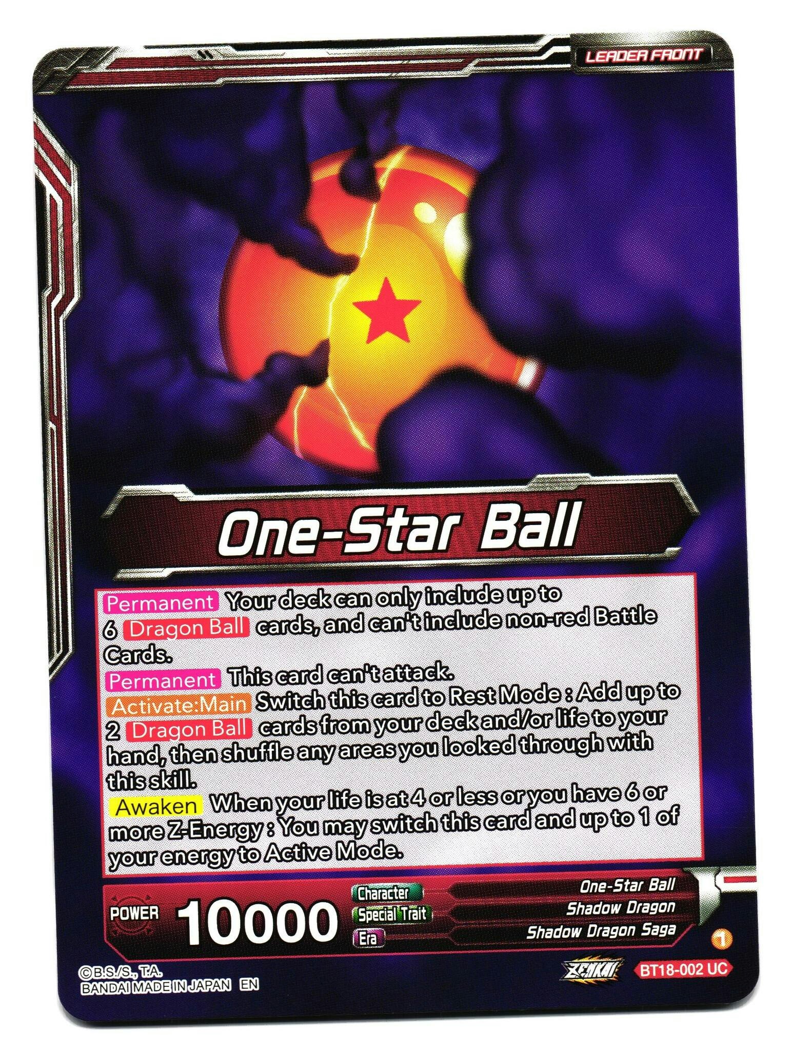 One Star Ball Bt18-2 Uncommon Dawn Of The Z-Legends Dragon Ball