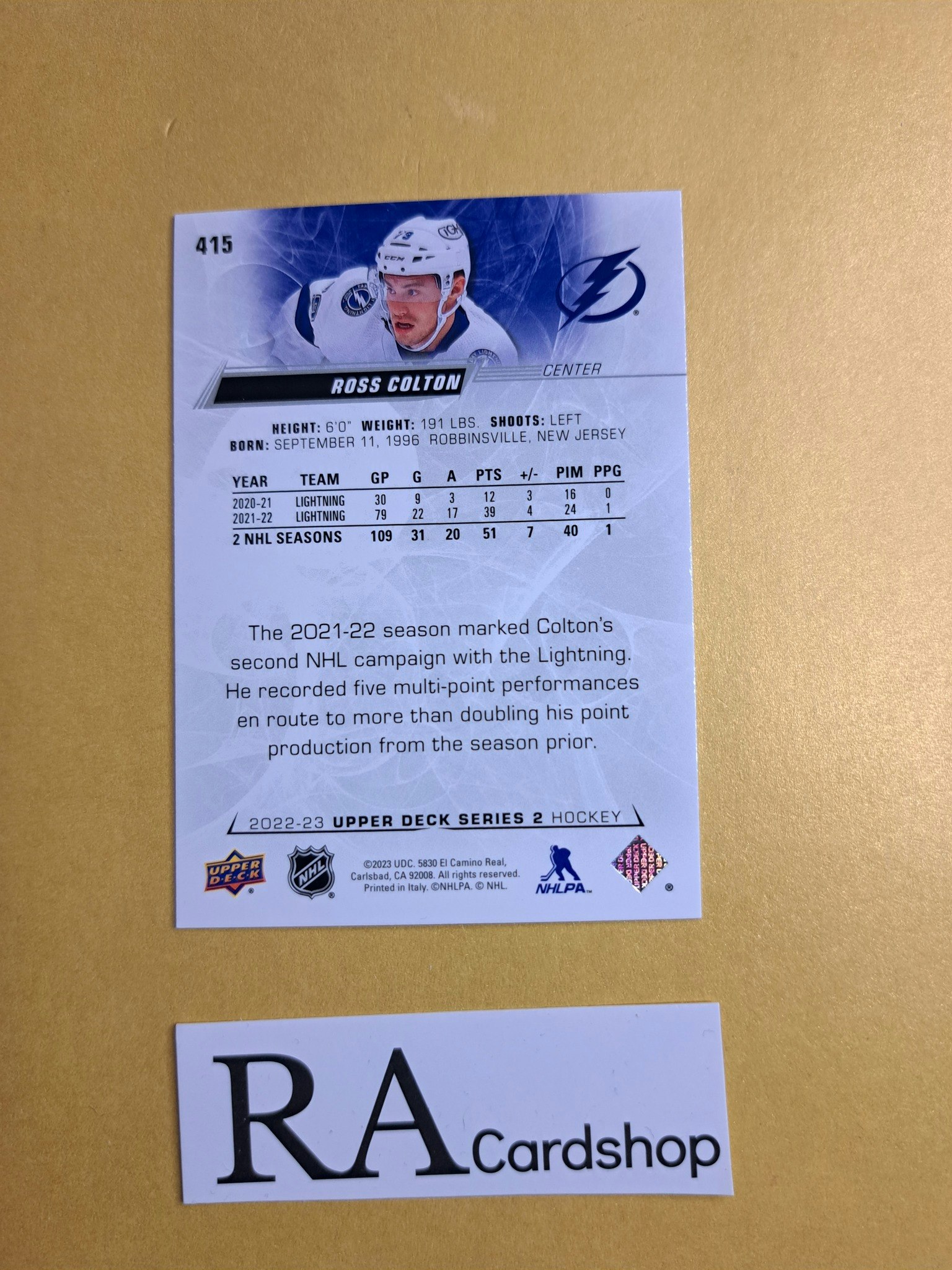 #415 Ross Colton 2022-23 Upper Deck Series 2 Hockey