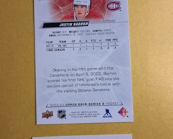 #346 Justin Barron 2022-23 Upper Deck Series 2 Hockey