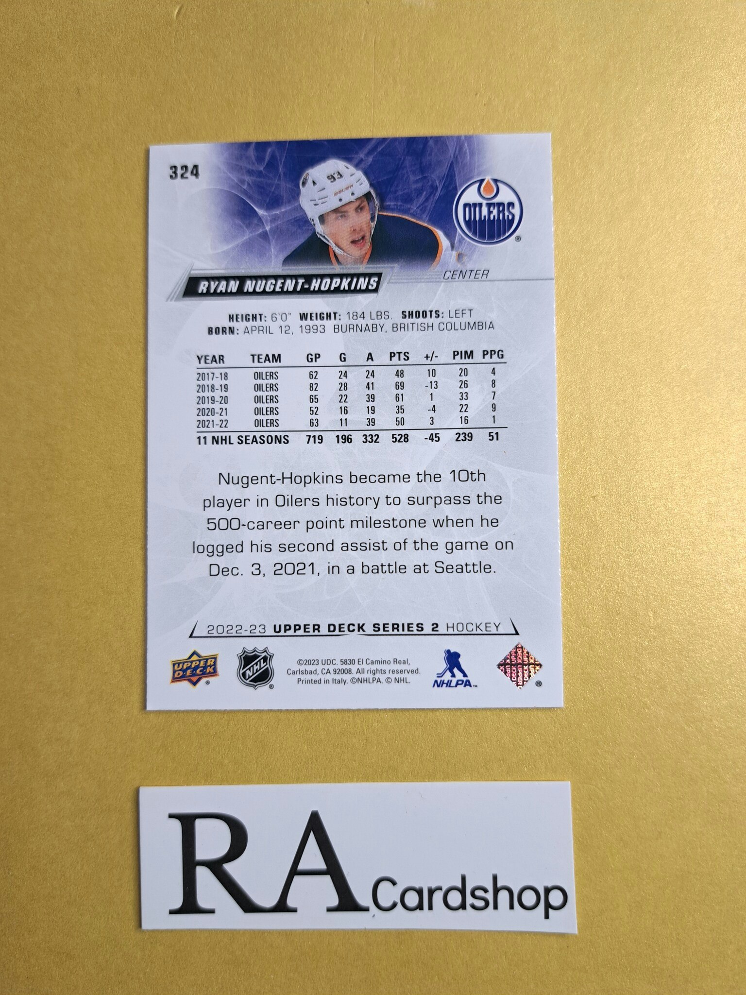 #324 Ryan Nugent - Hopkins 2022-23 Upper Deck Series 2 Hockey
