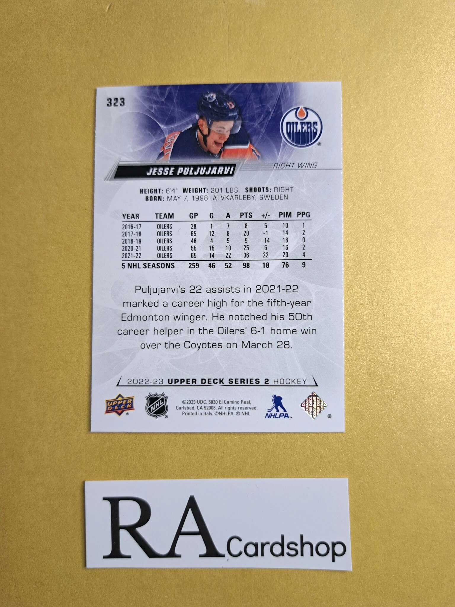 #323 Jesse Puljujarvi 2022-23 Upper Deck Series 2 Hockey
