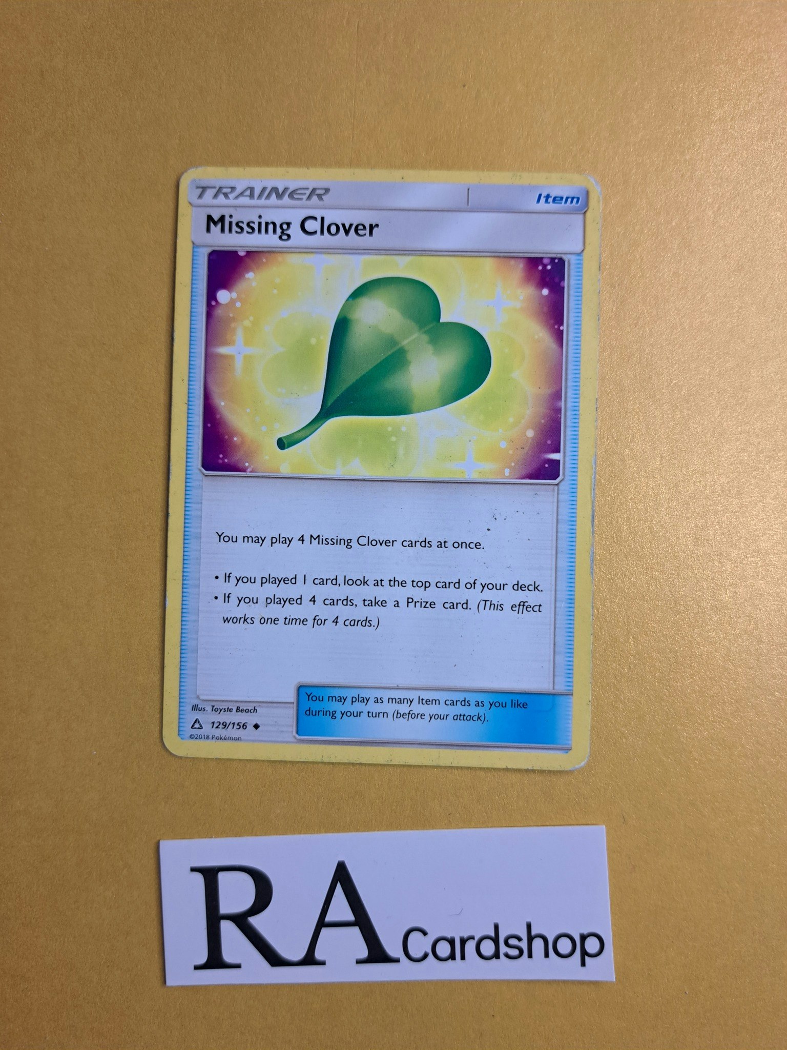 Missing Clover Uncommon 129/156 Ultra Prism Pokemon Kort