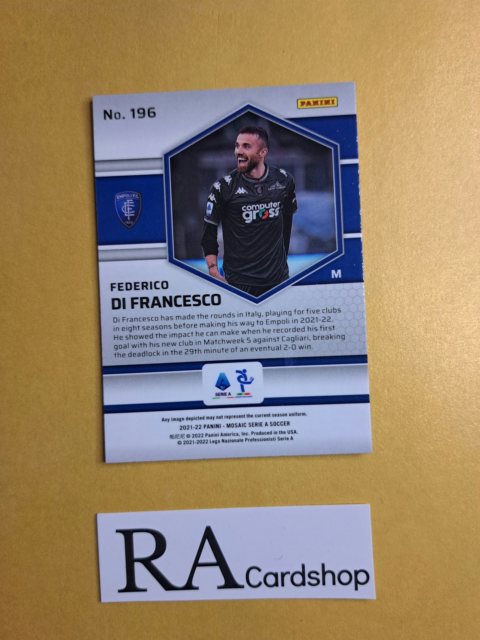 #196 Federico Di Francesco 2021-22 Panini Mosaic Serie A Soccer Fotboll