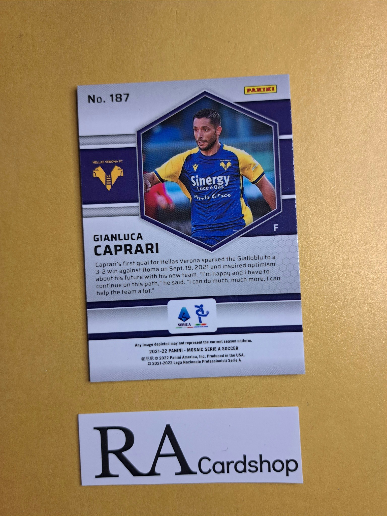 #187 Gianluca Caprari 2021-22 Panini Mosaic Serie A Soccer Fotboll