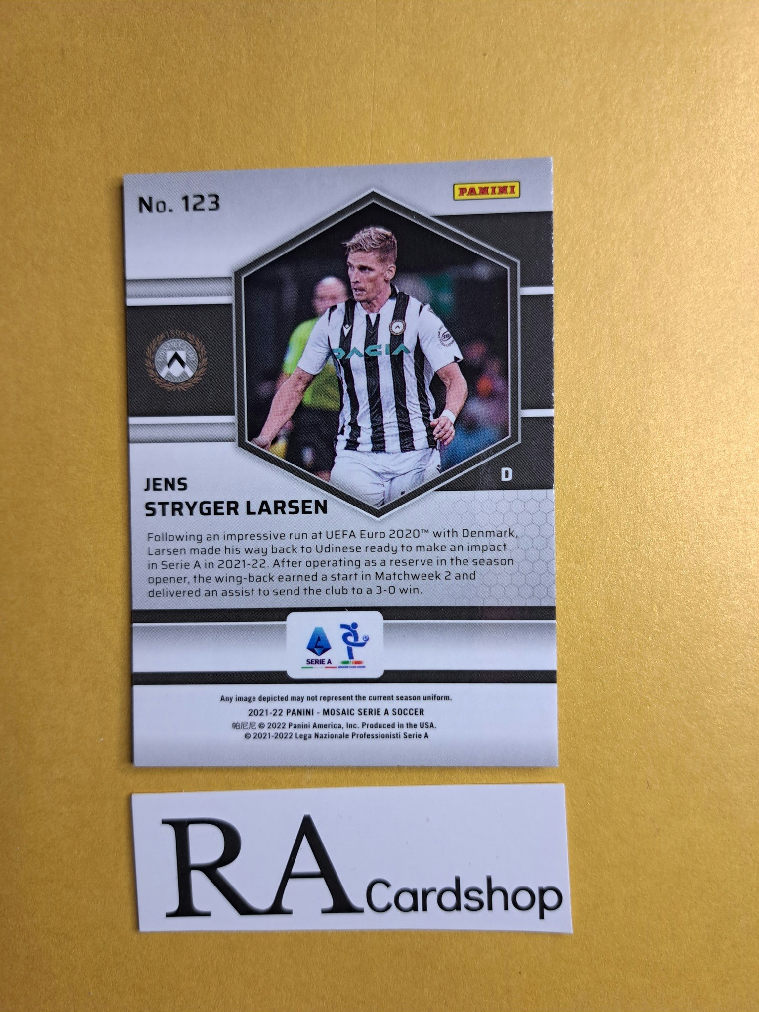 #123 Jens Stryger Larsen 2021-22 Panini Mosaic Serie A Soccer Fotboll