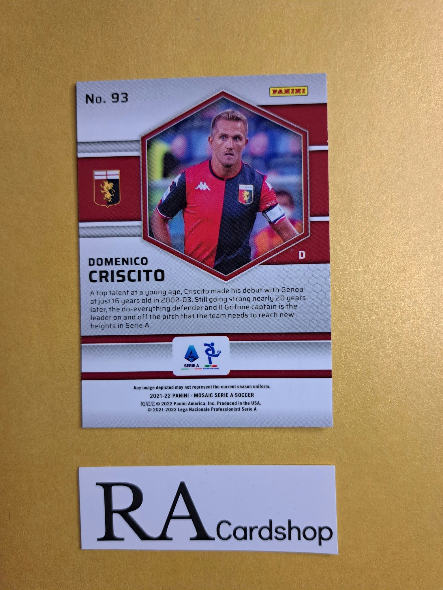 #93 Domenico Criscito 2021-22 Panini Mosaic Serie A Soccer Fotboll