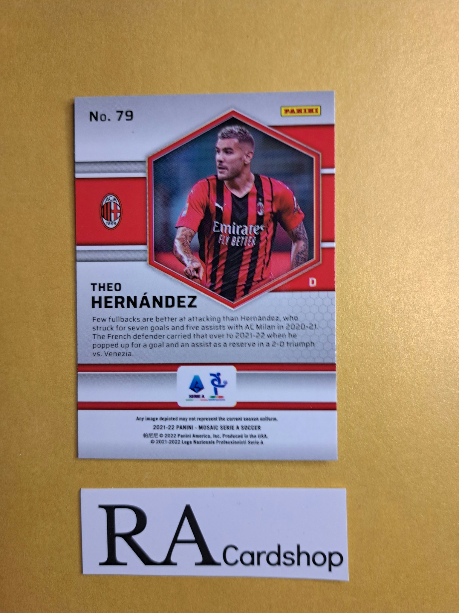 #79 Theo Hernandez 2021-22 Panini Mosaic Serie A Soccer Fotboll