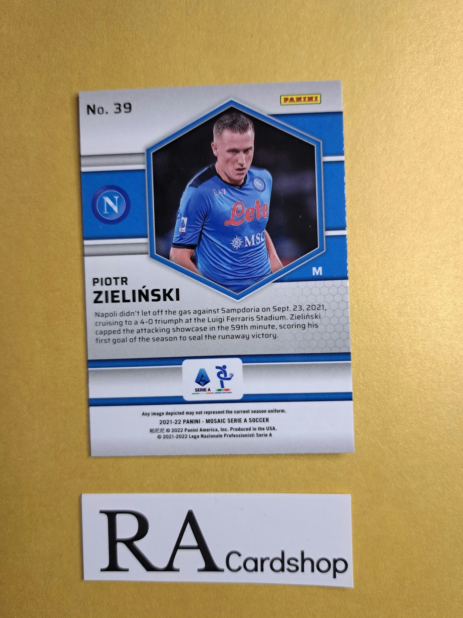 #39 Piotr Zielinski 2021-22 Panini Mosaic Serie A Soccer Fotboll