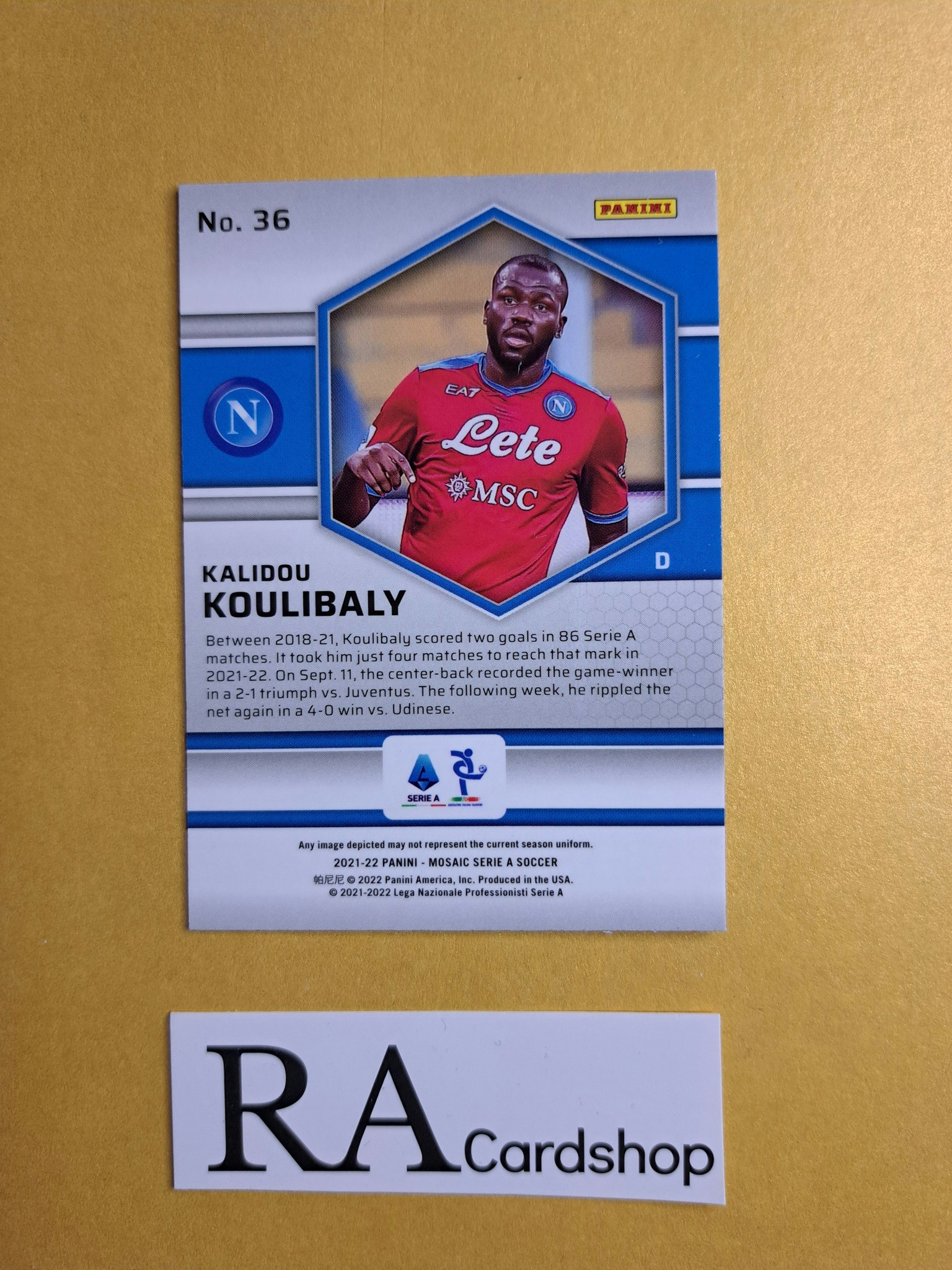 #36 Kalidou Koulibaly 2021-22 Panini Mosaic Serie A Soccer Fotboll