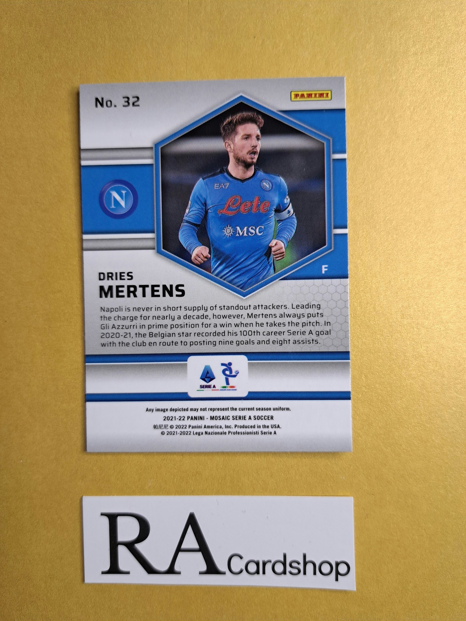 #32 Dries Mertens 2021-22 Panini Mosaic Serie A Soccer Fotboll