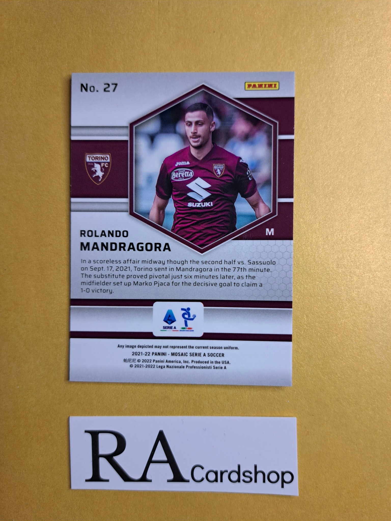#27 Rolando Mandragora 2021-22 Panini Mosaic Serie A Soccer Fotboll
