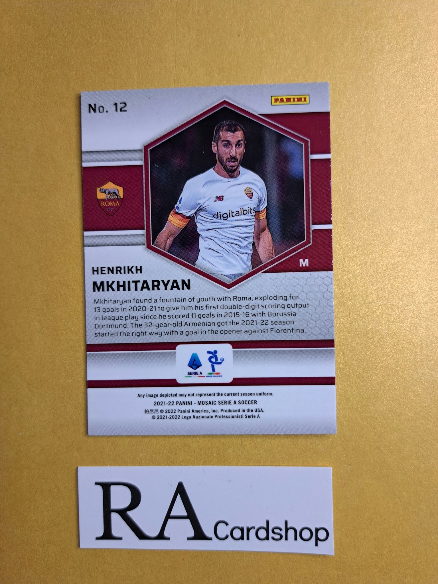#12 Henrikh Mkhitaryan 2021-22 Panini Mosaic Serie A Soccer Fotboll