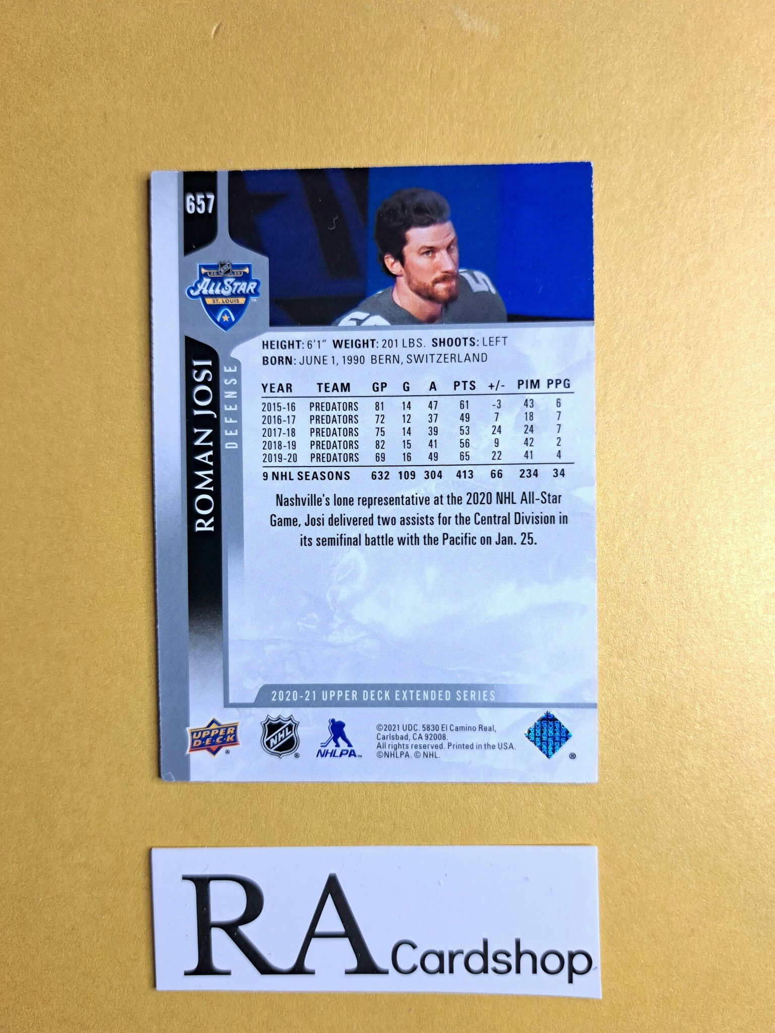 #657 Roman Josi 2020-21 Upper Deck Extended Series Hockey